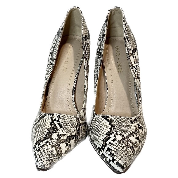 NWOT—Chase and Chloe Cecily Snakeskin Print Pumps / Stiletto Size 10 - Picture 1 of 11